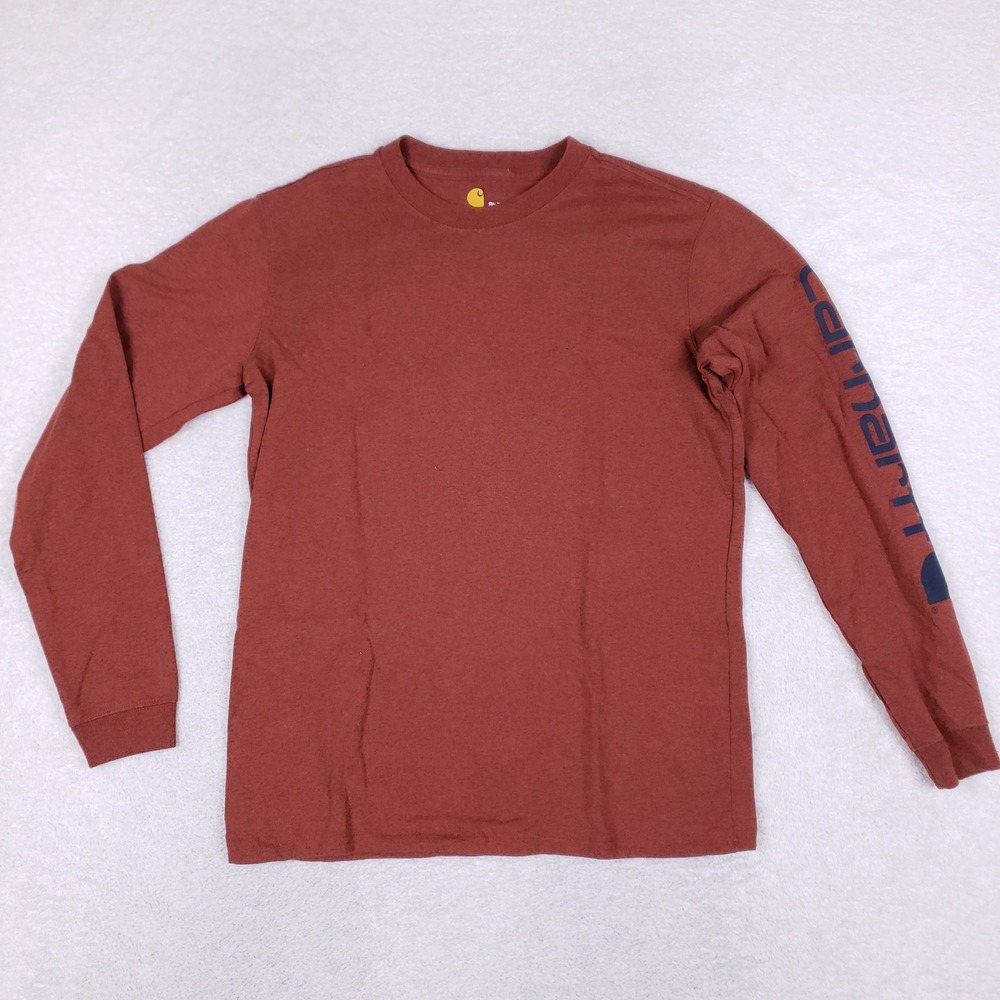 Carhartt Long Sleeve Shirt‎ Mens Small Brown Graphic Sleeve Heavyweight K121